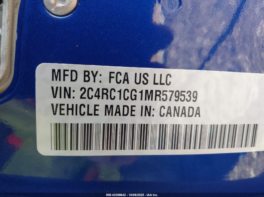 2021 Chrysler Voyager Lx VIN: 2C4RC1CG1MR579539 Lot: 43386642