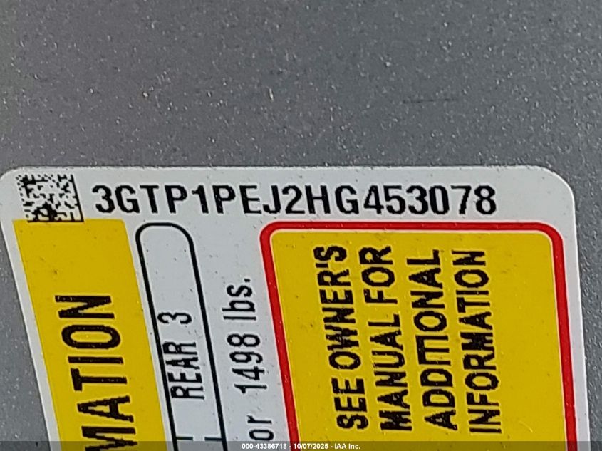2017 GMC Sierra C1500 Denali VIN: 3GTP1PEJ2HG453078 Lot: 43386718