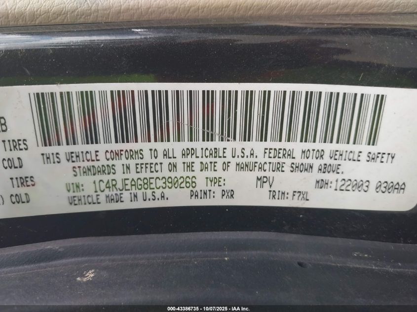 2014 Jeep Grand Cherokee Laredo VIN: 1C4RJEAG8EC390266 Lot: 43386735