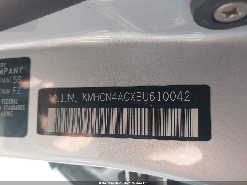 2011 Hyundai Accent Gls VIN: KMHCN4ACXBU610042 Lot: 43386766