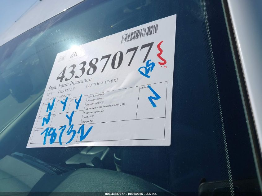 2023 Chrysler Pacifica Hybrid Touring L VIN: 2C4RC1L70PR522947 Lot: 43387077