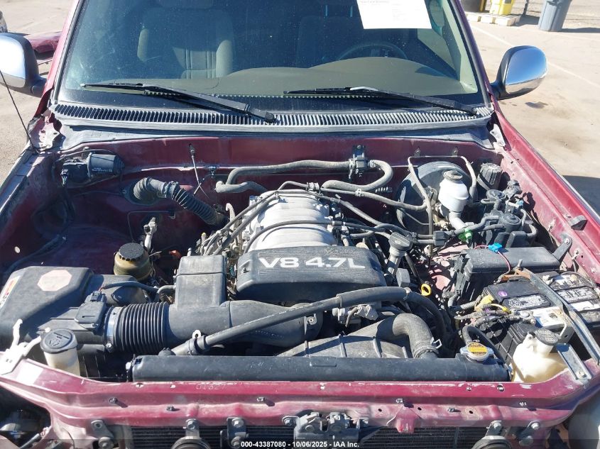 2000 Toyota Tundra Sr5 V8 VIN: 5TBBT4415YS001401 Lot: 43387080