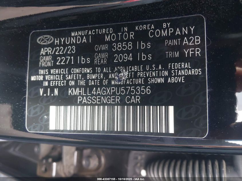 2023 Hyundai Elantra Se VIN: KMHLL4AGXPU575356 Lot: 43387155