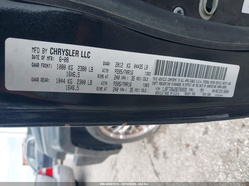 1J8FT28W28D760935 2008 JEEP LIBERTY (PATRIOT) photo no. 9