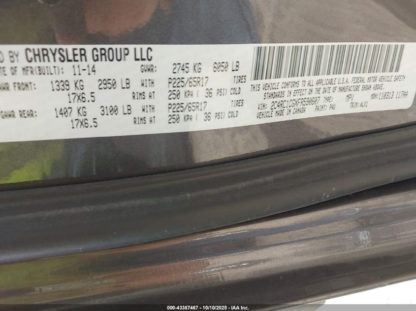 2015 Chrysler Town & Country Touring-L VIN: 2C4RC1CGXFR590607 Lot: 43387467