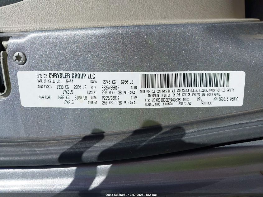 2014 Chrysler Town & Country Touring VIN: 2C4RC1BG6ER440638 Lot: 43387605