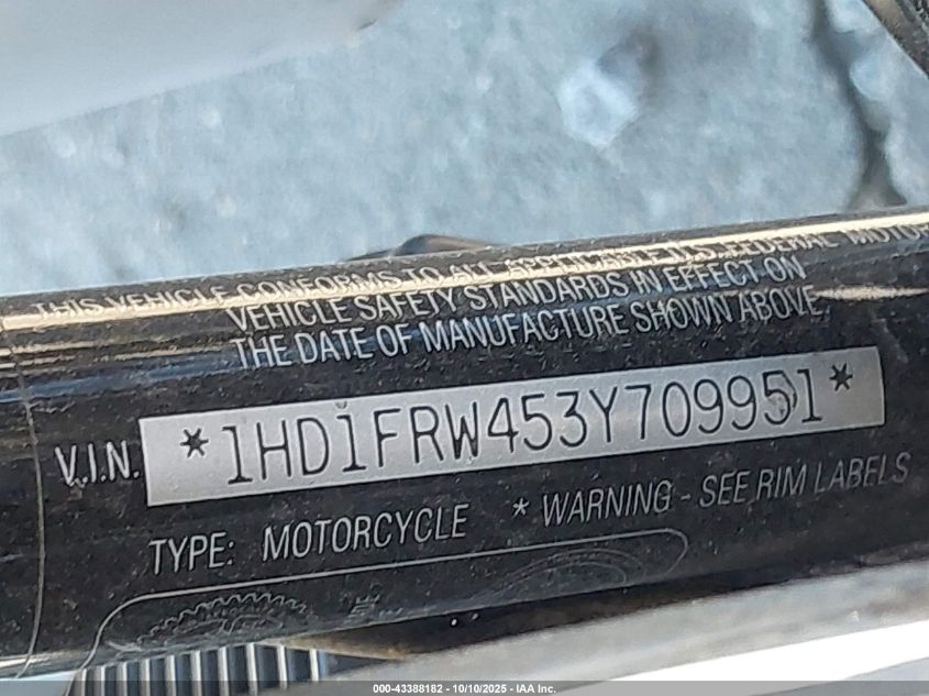 2003 Harley-Davidson Flhrci Anniversary VIN: 1HD1FRW453Y709951 Lot: 43388182
