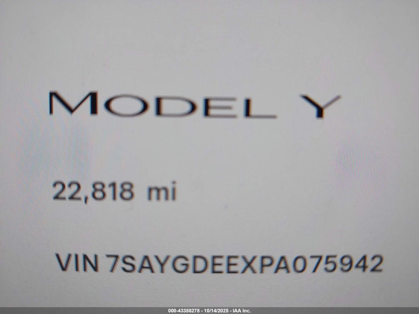 2023 Tesla Model Y Awd/Long Range Dual Motor All-Wheel Drive VIN: 7SAYGDEEXPA075942 Lot: 43388278