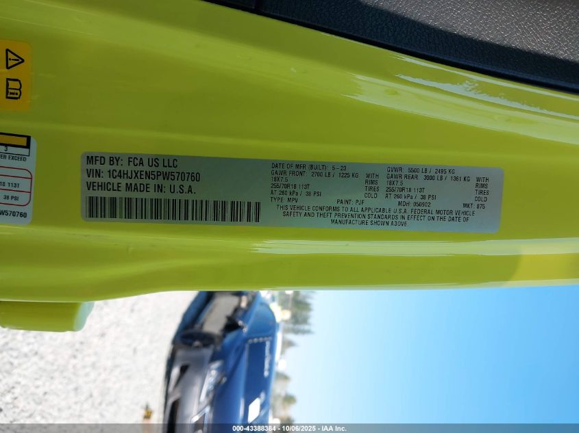 2023 Jeep Wrangler 4-Door Sahara 4X4 VIN: 1C4HJXEN5PW570760 Lot: 43388384