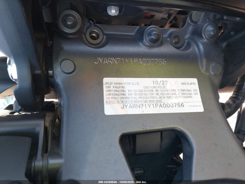 2023 Yamaha Mt09 C VIN: JYARN71Y1PA000756 Lot: 43388546