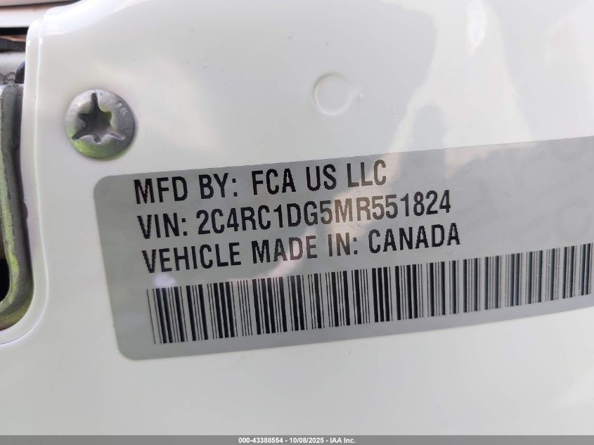 2021 Chrysler Voyager Lxi VIN: 2C4RC1DG5MR551824 Lot: 43388554