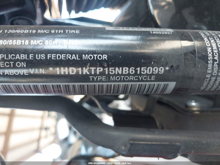 2022 Harley-Davidson Fltrxs VIN: 1HD1KTP15NB615099 Lot: 43388695