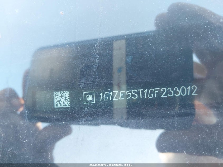 2016 Chevrolet Malibu 1Lt VIN: 1G1ZE5ST1GF233012 Lot: 43388724