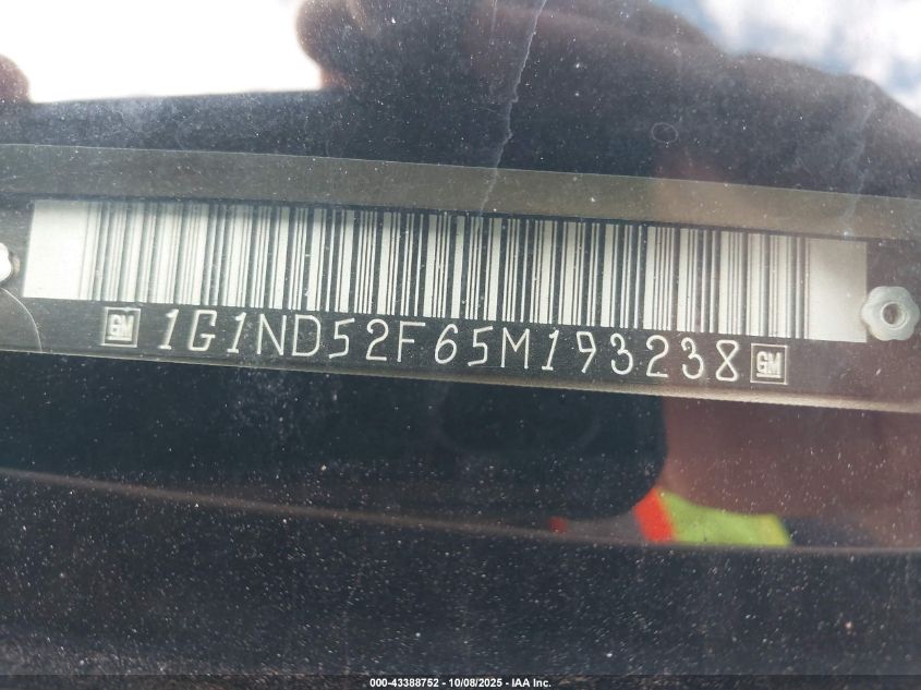 2005 Chevrolet Classic VIN: 1G1ND52F65M193238 Lot: 43388752
