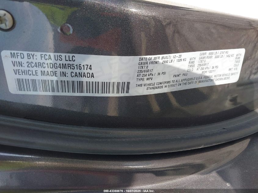 2021 Chrysler Voyager Lxi VIN: 2C4RC1DG4MR516174 Lot: 43388876