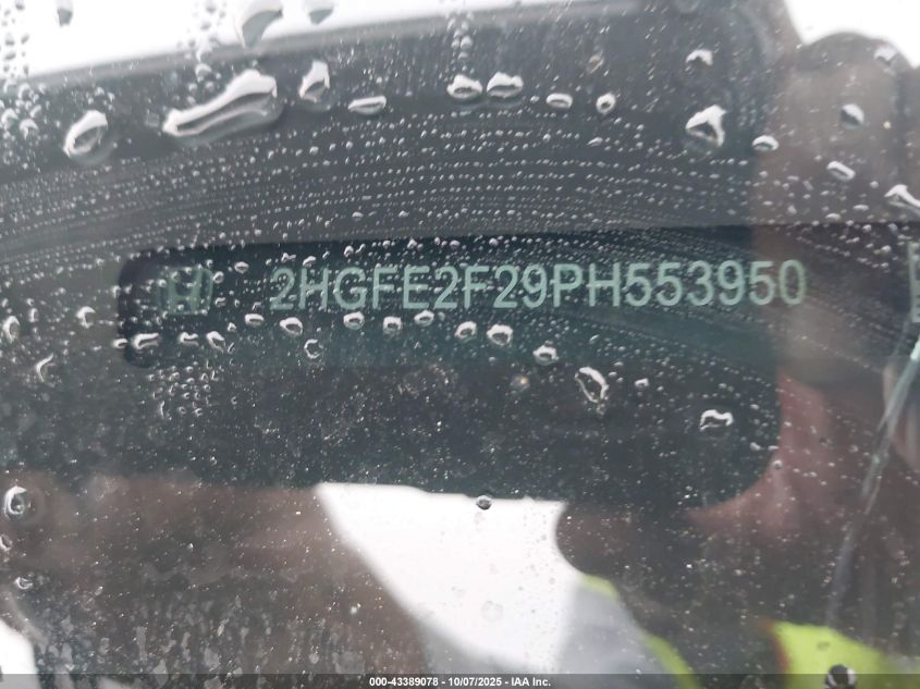 2023 Honda Civic Lx VIN: 2HGFE2F29PH553950 Lot: 43389078