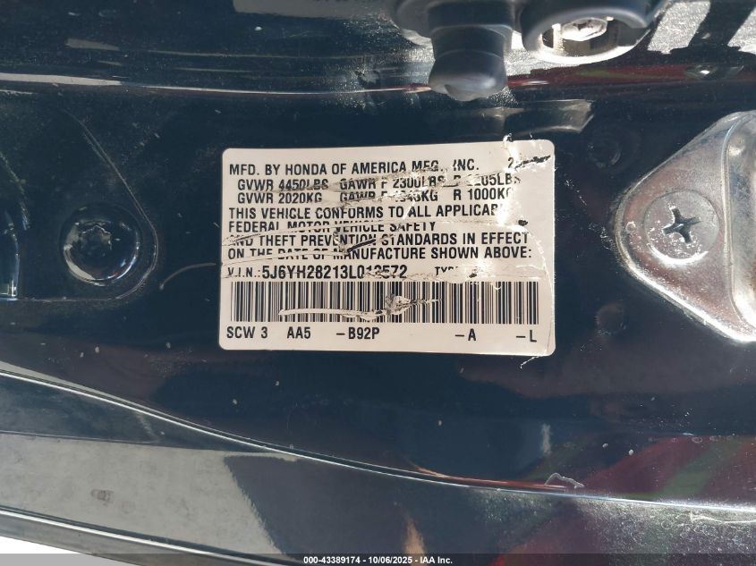 2003 Honda Element Dx VIN: 5J6YH28213L012572 Lot: 43389174