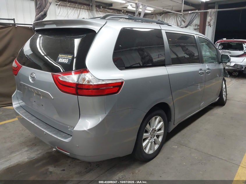 2017 Toyota Sienna 3.5 Xle Premium 7 Passenger Silver Lot 111043389247 Vin 5TDDZ3DC0HS160692