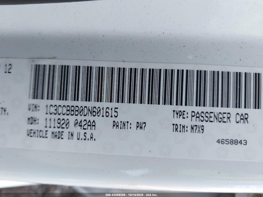 1C3CCBBB0DN601615 2013 CHRYSLER 200 photo no. 9