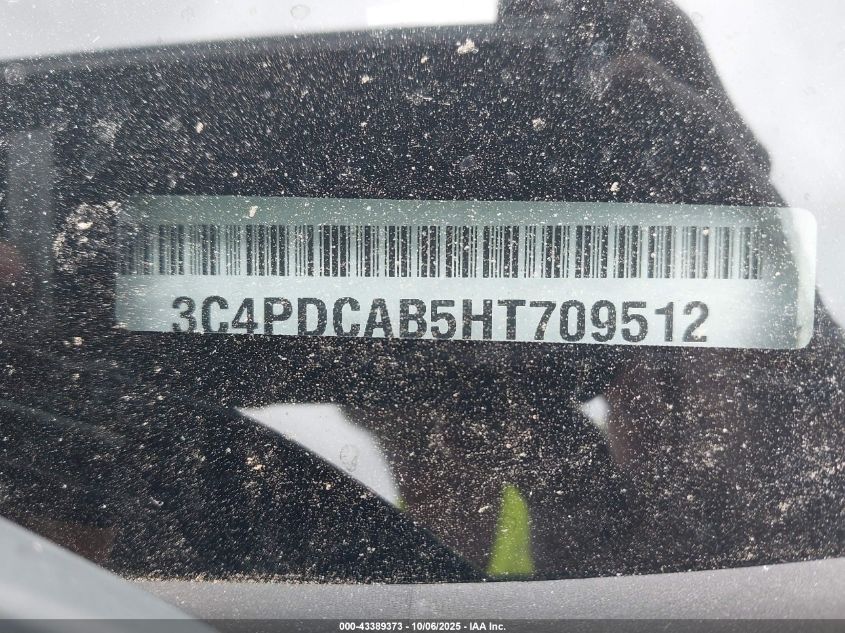 2017 Dodge Journey Se VIN: 3C4PDCAB5HT709512 Lot: 43389373