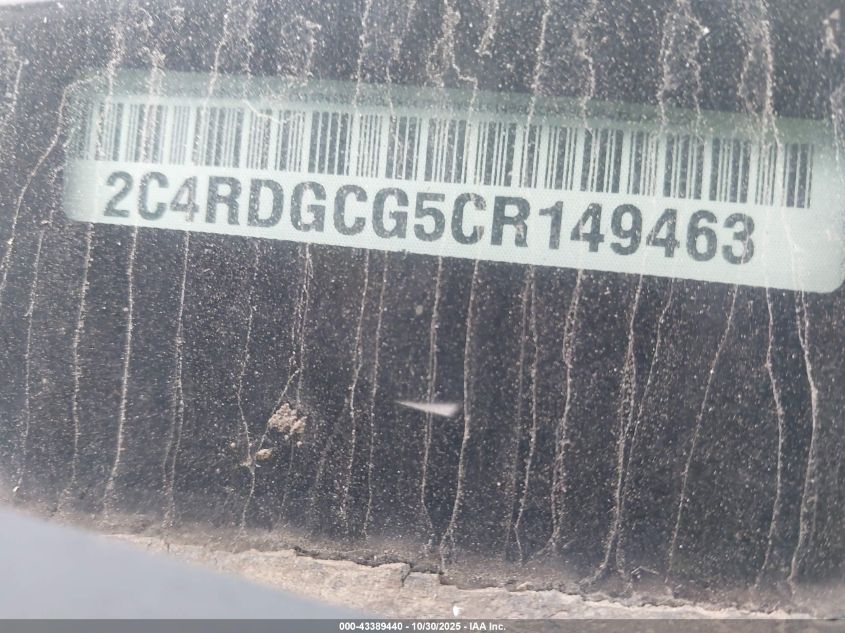 2012 Dodge Grand Caravan Sxt VIN: 2C4RDGCG5CR149463 Lot: 43389440
