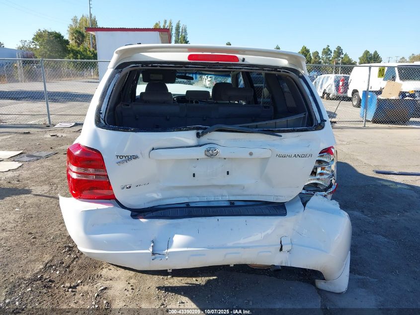 2001 Toyota Highlander V6 VIN: JTEHF21A310020616 Lot: 43390209