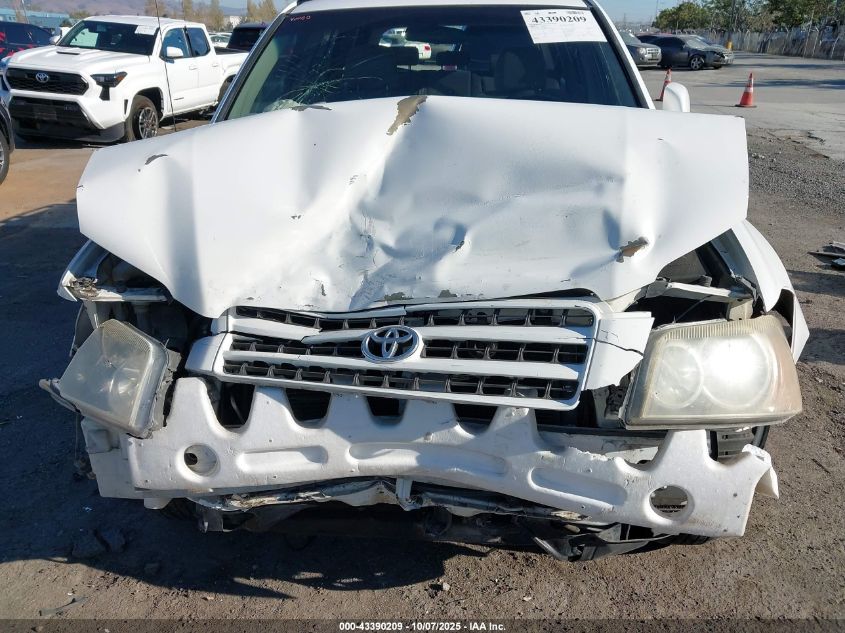 2001 Toyota Highlander V6 VIN: JTEHF21A310020616 Lot: 43390209