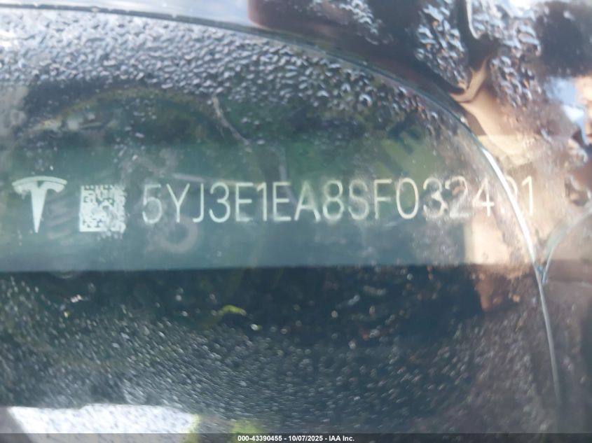 2025 Tesla Model 3 Long Range Rear-Wheel Drive VIN: 5YJ3E1EA8SF032401 Lot: 43390455