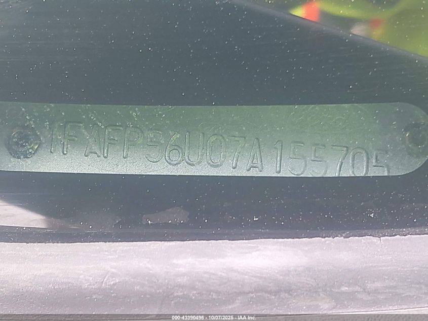 2007 Ford Taurus Sel VIN: 1FAFP56U07A155705 Lot: 43390496