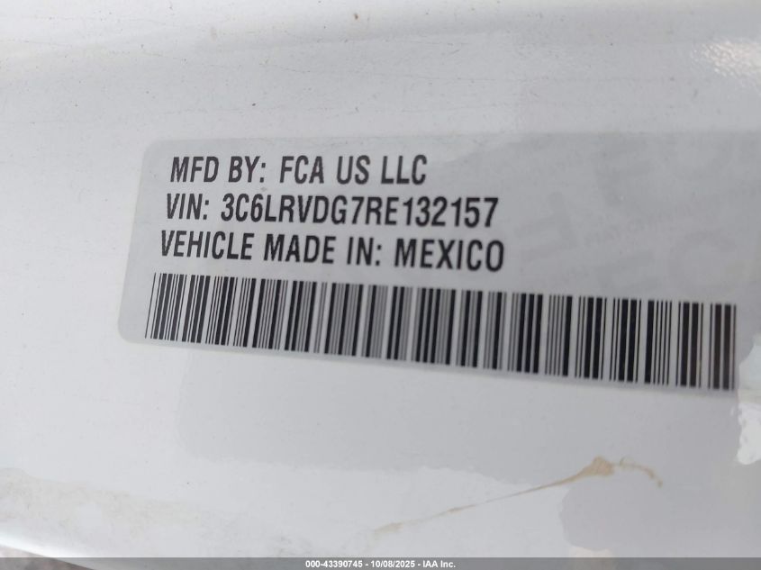 2024 Ram Promaster 2500 Tradesman High Roof 159 Wb W/Pass Seat VIN: 3C6LRVDG7RE132157 Lot: 43390745