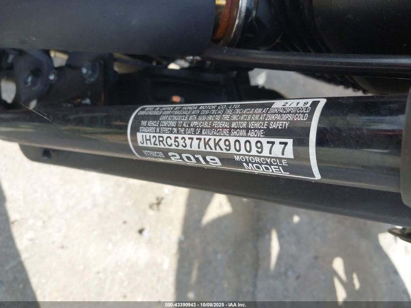 2019 Honda Vt750 C2B VIN: JH2RC5377KK900977 Lot: 43390943