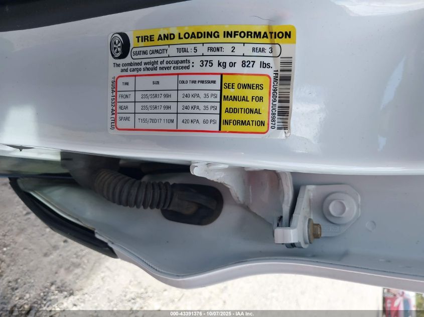 2018 Ford Escape Se VIN: 1FMCU9GD9JUC89870 Lot: 43391376