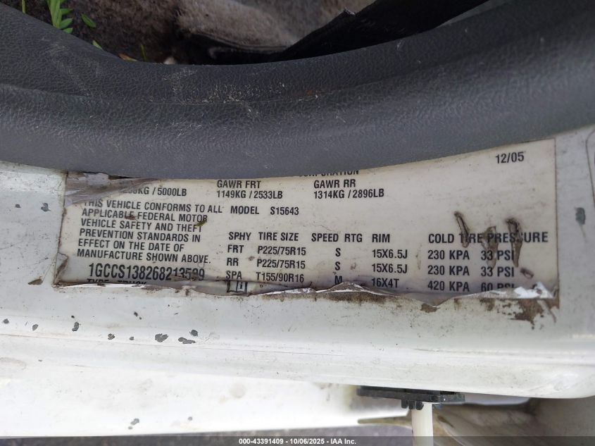 2006 Chevrolet Colorado Lt VIN: 1GCCS138268213539 Lot: 43391409