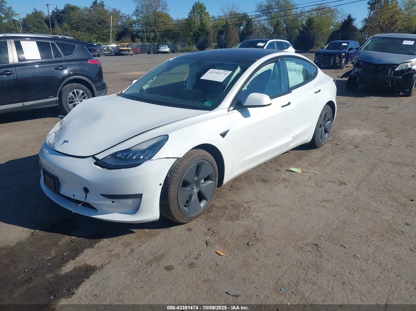 2022 Tesla Model 3 Long Range Dual Motor All-wheel Drive White Lot 111043391474 Vin 5YJ3E1EB5NF262605