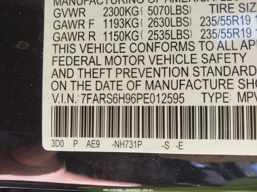 2023 Honda Cr-V Hybrid Sport Touring VIN: 7FARS6H96PE012595 Lot: 43391850