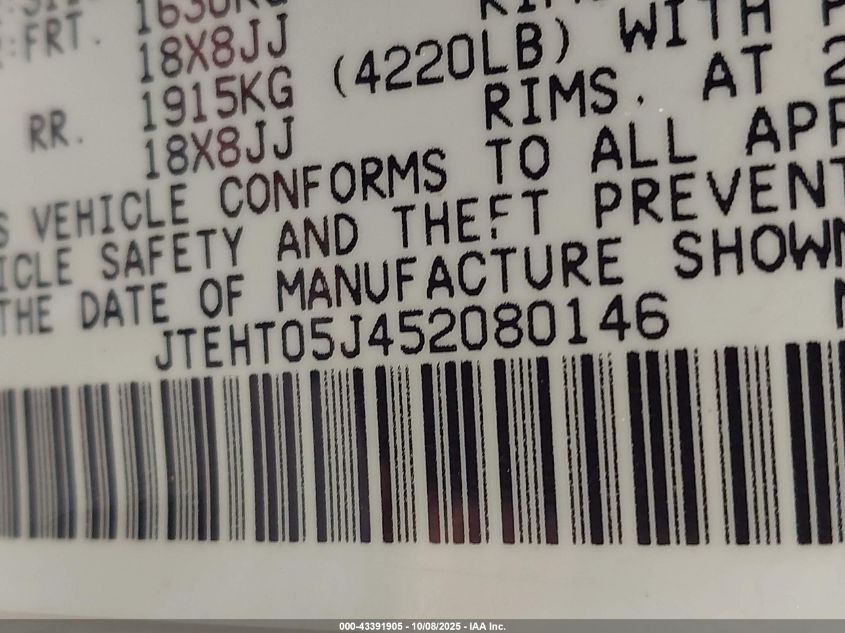 2005 Toyota Land Cruiser V8 VIN: JTEHT05J452080146 Lot: 43391905