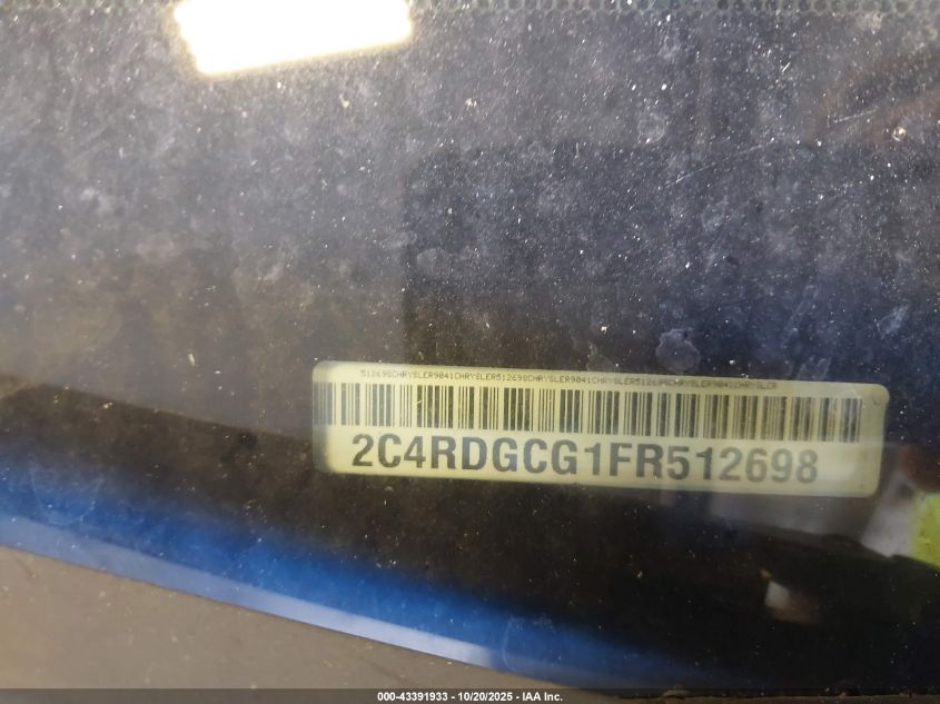 2015 Dodge Grand Caravan Sxt VIN: 2C4RDGCG1FR512698 Lot: 43391933