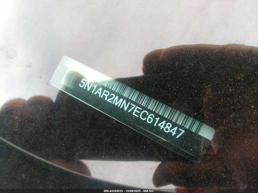 2014 Nissan Pathfinder Sv VIN: 5N1AR2MN7EC614847 Lot: 43392022