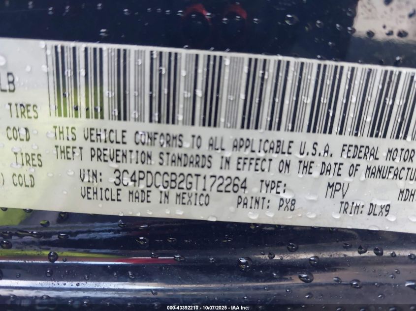 2016 Dodge Journey Crossroad Plus VIN: 3C4PDCGB2GT172264 Lot: 43392210