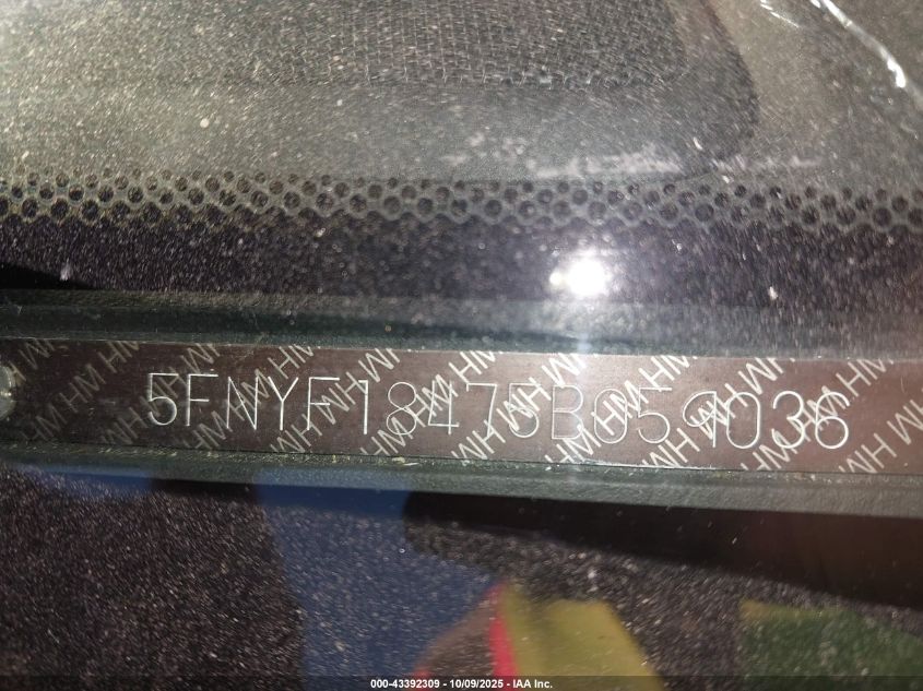 2005 Honda Pilot Ex VIN: 5FNYF18475B059036 Lot: 43392309