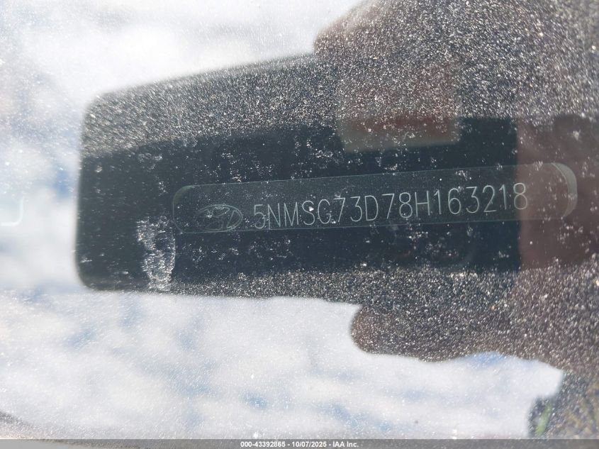 2008 Hyundai Santa Fe Gls VIN: 5NMSG73D78H163218 Lot: 43392865