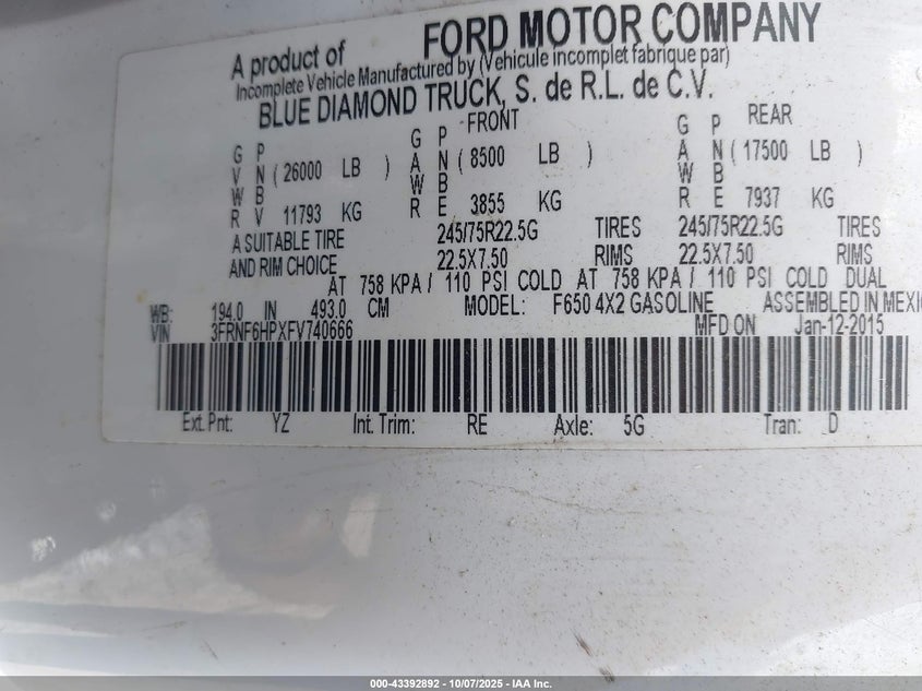 3FRNF6HPXFV740666 2015 FORD  photo no. 8