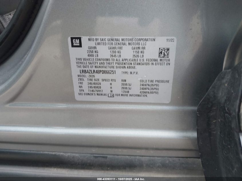 2023 Buick Envision Preferred Fwd VIN: LRBAZLR48PD066251 Lot: 43393111