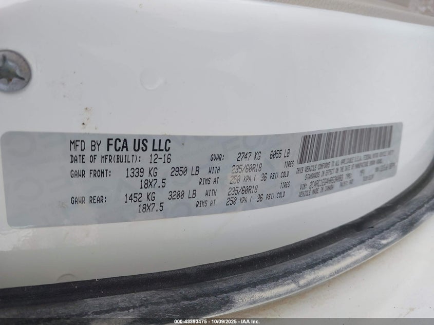 2017 Chrysler Pacifica Touring-L Plus VIN: 2C4RC1EG4HR634083 Lot: 43393475