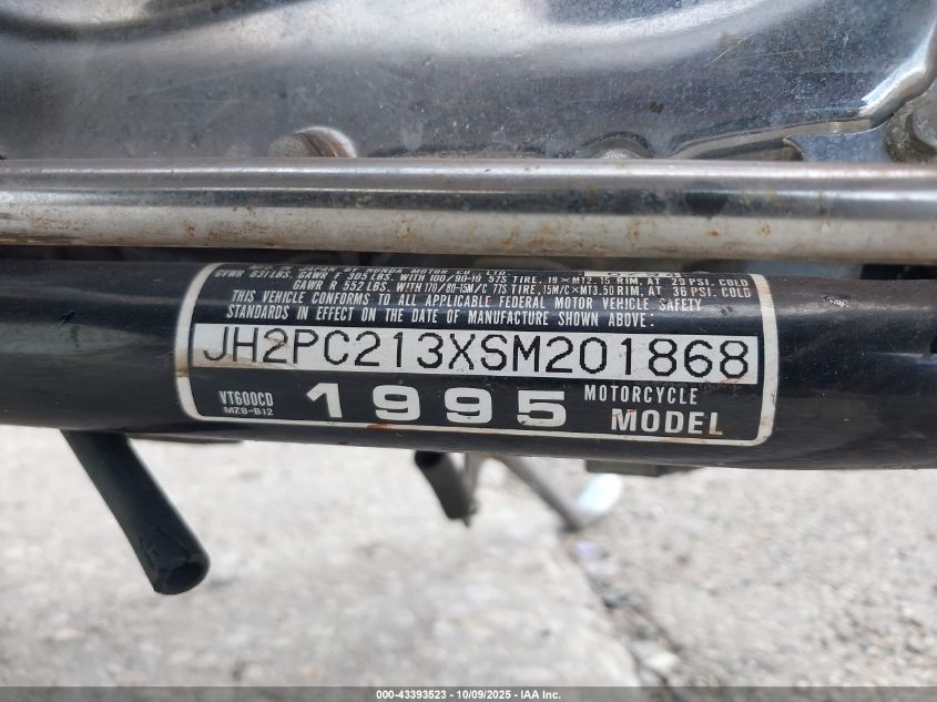 1995 Honda Vt600 Cd VIN: JH2PC213XSM201868 Lot: 43393523