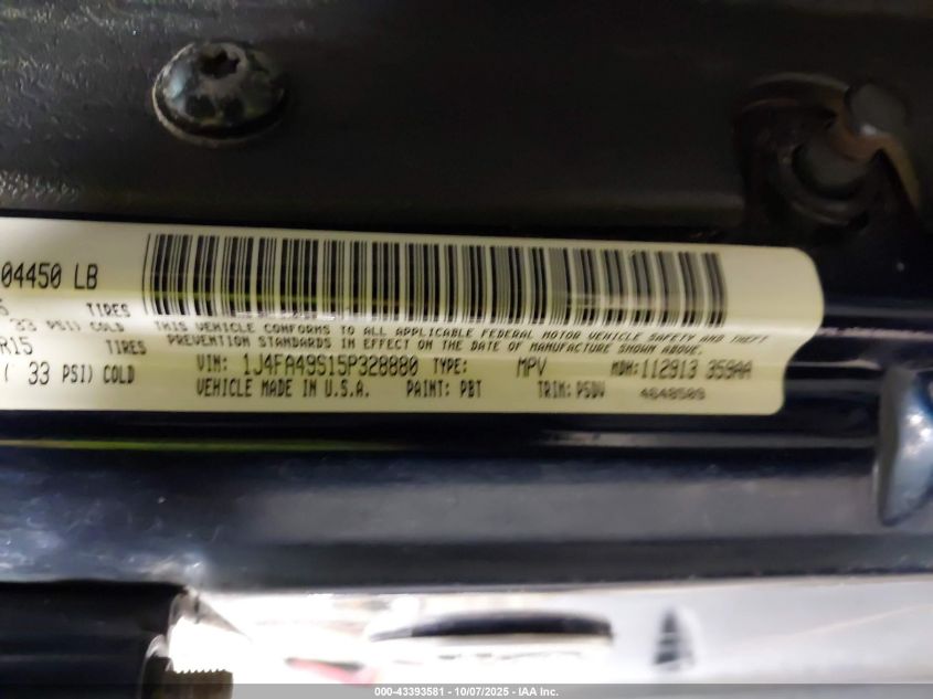 2005 Jeep Wrangler Sport VIN: 1J4FA49S15P328880 Lot: 43393581