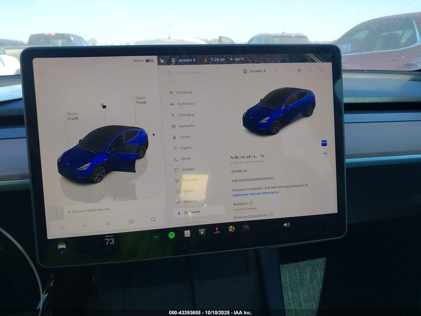 2024 Tesla Model Y Long Range Dual Motor All-Wheel Drive/Rwd VIN: 7SAYGDEDXRA309703 Lot: 43393688