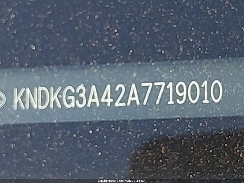 2010 Kia Sportage Lx VIN: KNDKG3A42A7719010 Lot: 43393835