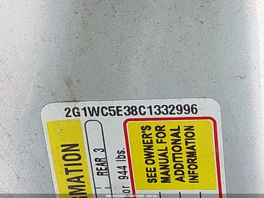 2012 Chevrolet Impala Ltz VIN: 2G1WC5E38C1332996 Lot: 43393885