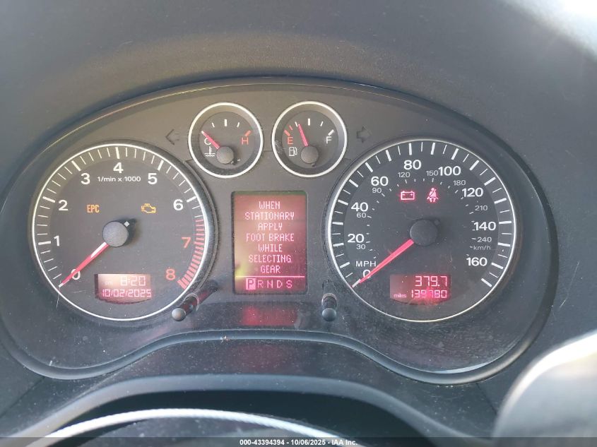 2008 Audi A3 2.0T VIN: WAUHF78P98A058574 Lot: 43394394